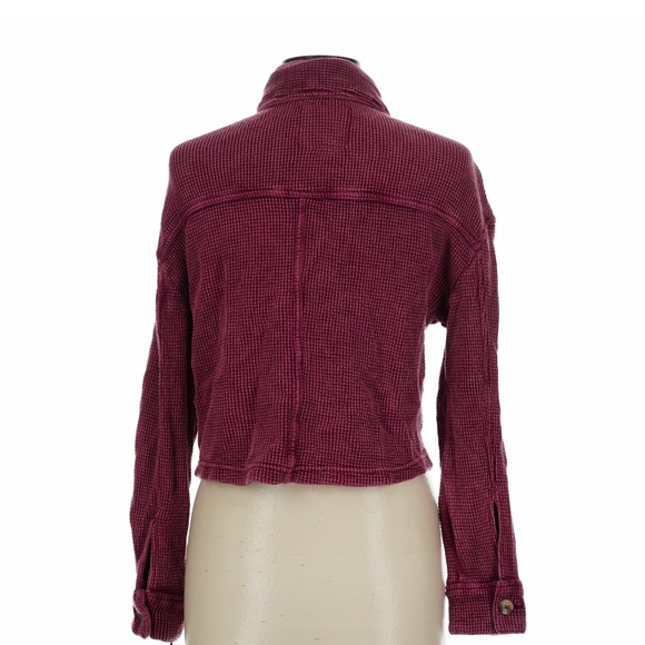 Bagatelle Deep Red Button-Up Jean Jacket - Picture 2 of 8